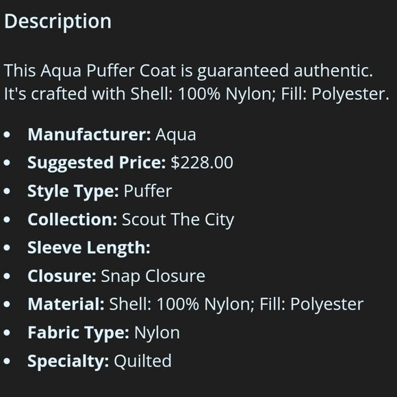 Aqua X Scout The City Belted Puffer Jacket / Vest, Small, New With Tags w/ Flaw - Picture 3 of 16
